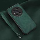 For Honor Magic3 Lamba Skin Feel Leather Back Phone Case with Strap(Deep Green) - 1