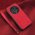 For Honor Magic4 Lamba Skin Feel Leather Back Phone Case with Strap(Red) - 1