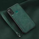 For Honor Play 4T Lamba Skin Feel Leather Back Phone Case with Strap(Deep Green) - 1