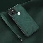 For Honor Play 5T Lamba Skin Feel Leather Back Phone Case with Strap(Deep Green) - 1