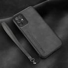 For Honor Play 5T Youth Lamba Skin Feel Leather Back Phone Case with Strap(Dark Grey) - 1