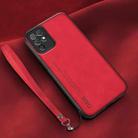 For Honor Play 5T Youth Lamba Skin Feel Leather Back Phone Case with Strap(Red) - 1