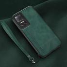 For Honor Play 6T Lamba Skin Feel Leather Back Phone Case with Strap(Deep Green) - 1