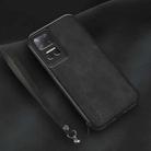 For Honor Play 6T Lamba Skin Feel Leather Back Phone Case with Strap(Black) - 1