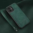 For Honor Play 6T Pro Lamba Skin Feel Leather Back Phone Case with Strap(Deep Green) - 1