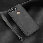 For Honor V9 Lamba Skin Feel Leather Back Phone Case with Strap(Dark Grey) - 1
