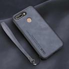 For Honor V9 Lamba Skin Feel Leather Back Phone Case with Strap(Blue) - 1