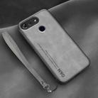 For Honor View 20 Lamba Skin Feel Leather Back Phone Case with Strap(Space Grey) - 1