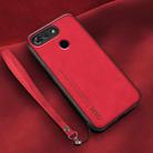 For Honor View 20 Lamba Skin Feel Leather Back Phone Case with Strap(Red) - 1