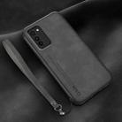 For Honor V30 Lamba Skin Feel Leather Back Phone Case with Strap(Dark Grey) - 1