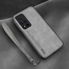 For Honor V40 Lamba Skin Feel Leather Back Phone Case with Strap(Space Grey) - 1