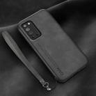 For Honor X10 Lamba Skin Feel Leather Back Phone Case with Strap(Space Grey) - 1