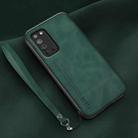 For Honor X10 Lamba Skin Feel Leather Back Phone Case with Strap(Deep Green) - 1