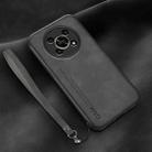 For Honor X30 Lamba Skin Feel Leather Back Phone Case with Strap(Dark Grey) - 1