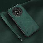 For Honor X30 Lamba Skin Feel Leather Back Phone Case with Strap(Deep Green) - 1