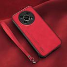 For Honor X30 Lamba Skin Feel Leather Back Phone Case with Strap(Red) - 1