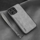 For Honor X30i Lamba Skin Feel Leather Back Phone Case with Strap(Space Grey) - 1