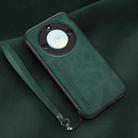 For Honor X40 Lamba Skin Feel Leather Back Phone Case with Strap(Deep Green) - 1