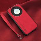 For Honor X40 Lamba Skin Feel Leather Back Phone Case with Strap(Red) - 1