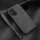 For Honor X40i Lamba Skin Feel Leather Back Phone Case with Strap(Dark Grey) - 1
