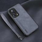 For Xiaomi Civi 2 Lamba Skin Feel Leather Back Phone Case with Strap(Blue) - 1