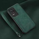 For Xiaomi Civi Lamba Skin Feel Leather Back Phone Case with Strap(Deep Green) - 1