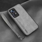 For Xiaomi 12 Lamba Skin Feel Leather Back Phone Case with Strap(Space Grey) - 1