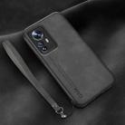 For Xiaomi 12 Pro Lamba Skin Feel Leather Back Phone Case with Strap(Dark Grey) - 1