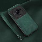 For Xiaomi 12S Ultra Lamba Skin Feel Leather Back Phone Case with Strap(Deep Green) - 1