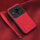 For Xiaomi 12S Ultra Lamba Skin Feel Leather Back Phone Case with Strap(Red) - 1