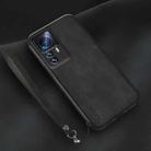 For Xiaomi 12T Pro Lamba Skin Feel Leather Back Phone Case with Strap(Black) - 1
