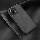 For Xiaomi Mi 11 Lamba Skin Feel Leather Back Phone Case with Strap(Dark Grey) - 1