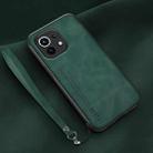 For Xiaomi Mi 11 Lamba Skin Feel Leather Back Phone Case with Strap(Deep Green) - 1