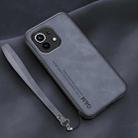 For Xiaomi Mi 11 Lamba Skin Feel Leather Back Phone Case with Strap(Blue) - 1