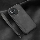 For Xiaomi Mi 11 Pro Lamba Skin Feel Leather Back Phone Case with Strap(Dark Grey) - 1