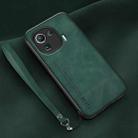 For Xiaomi Mi 11 Pro Lamba Skin Feel Leather Back Phone Case with Strap(Deep Green) - 1