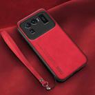 For Xiaomi Mi 11 Ultra Lamba Skin Feel Leather Back Phone Case with Strap(Red) - 1