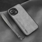 For Xiaomi Mi 11 Lite Lamba Skin Feel Leather Back Phone Case with Strap(Space Grey) - 1