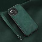 For Xiaomi Mi 11 Lite Lamba Skin Feel Leather Back Phone Case with Strap(Deep Green) - 1