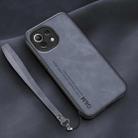 For Xiaomi Mi 11 Lite Lamba Skin Feel Leather Back Phone Case with Strap(Blue) - 1