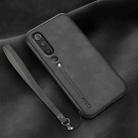 For Xiaomi Mi 10 Lamba Skin Feel Leather Back Phone Case with Strap(Dark Grey) - 1