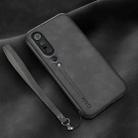 For Xiaomi Mi 10 Pro Lamba Skin Feel Leather Back Phone Case with Strap(Dark Grey) - 1