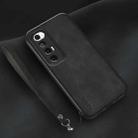 For Xiaomi Mi 10S Lamba Skin Feel Leather Back Phone Case with Strap(Black) - 1