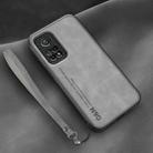 For Xiaomi Mi 10T Lamba Skin Feel Leather Back Phone Case with Strap(Space Grey) - 1