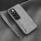 For Xiaomi Mi 10 Ultra Lamba Skin Feel Leather Back Phone Case with Strap(Space Grey) - 1