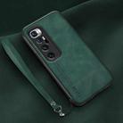 For Xiaomi Mi 10 Ultra Lamba Skin Feel Leather Back Phone Case with Strap(Deep Green) - 1