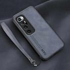 For Xiaomi Mi 10 Ultra Lamba Skin Feel Leather Back Phone Case with Strap(Blue) - 1