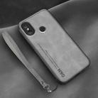 For Xiaomi Mi 8 Lamba Skin Feel Leather Back Phone Case with Strap(Space Grey) - 1