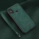 For Xiaomi Mi 8 Lamba Skin Feel Leather Back Phone Case with Strap(Deep Green) - 1