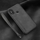 For Xiaomi Mi 8 SE Lamba Skin Feel Leather Back Phone Case with Strap(Dark Grey) - 1